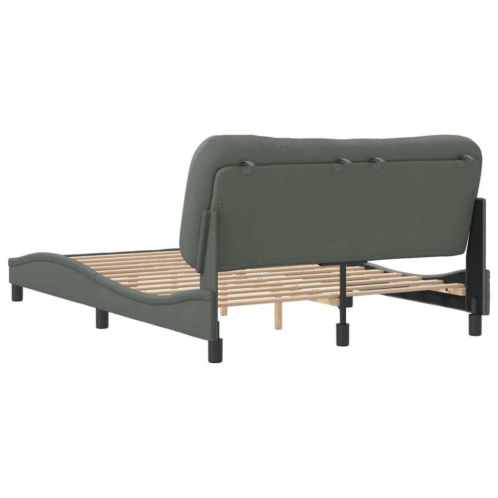 Bed Frame without Mattress "Hvar" Dark Grey 137x190 cm Double Fabric