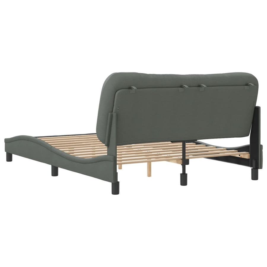 Bed Frame without Mattress "Hvar" Dark Grey 137x190 cm Double Fabric