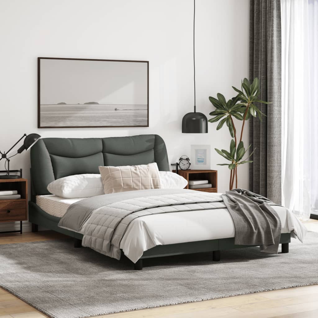 Bed Frame without Mattress "Hvar" Dark Grey 137x190 cm Double Fabric