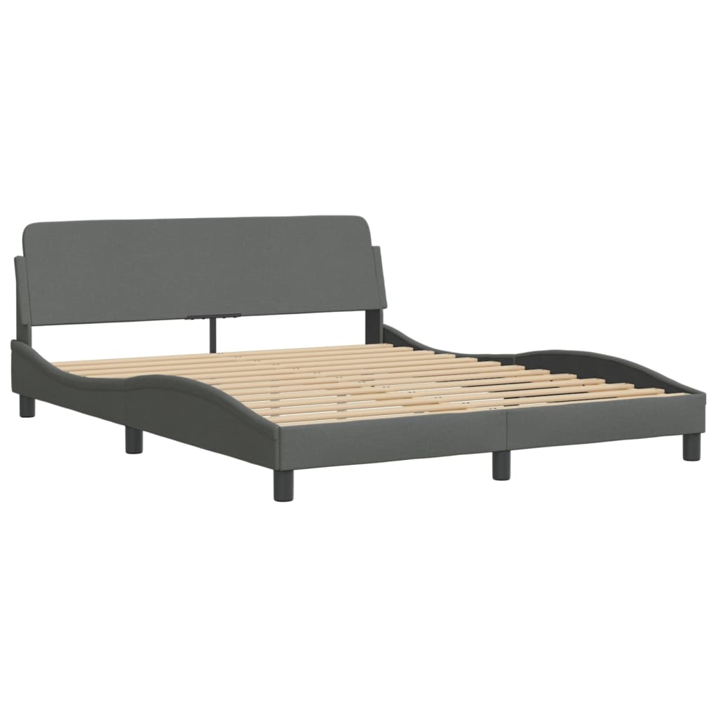Bed Frame without Mattress "Hvar" Dark Grey 152x203 cm Queen Fabric