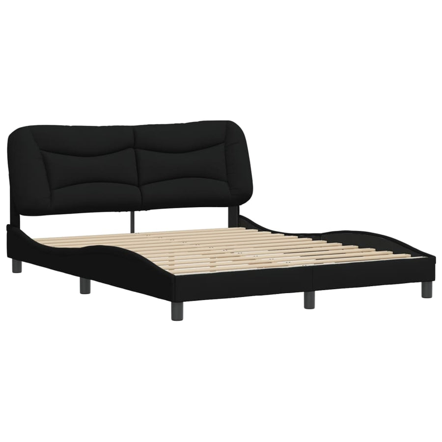 Bed Frame without Mattress "Hvar" Black 152x203 cm Queen Fabric