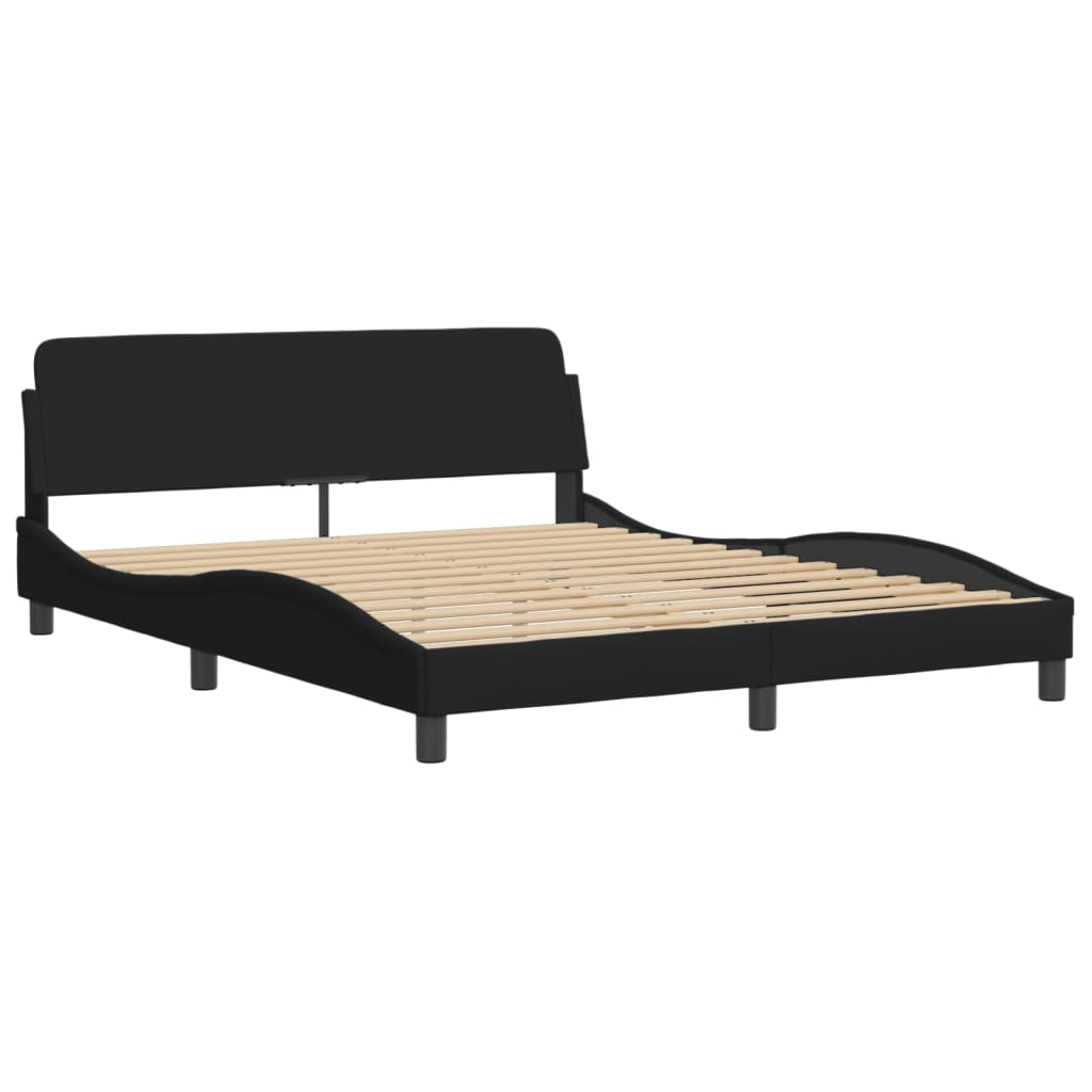 Bed Frame without Mattress "Hvar" Black 152x203 cm Queen Fabric