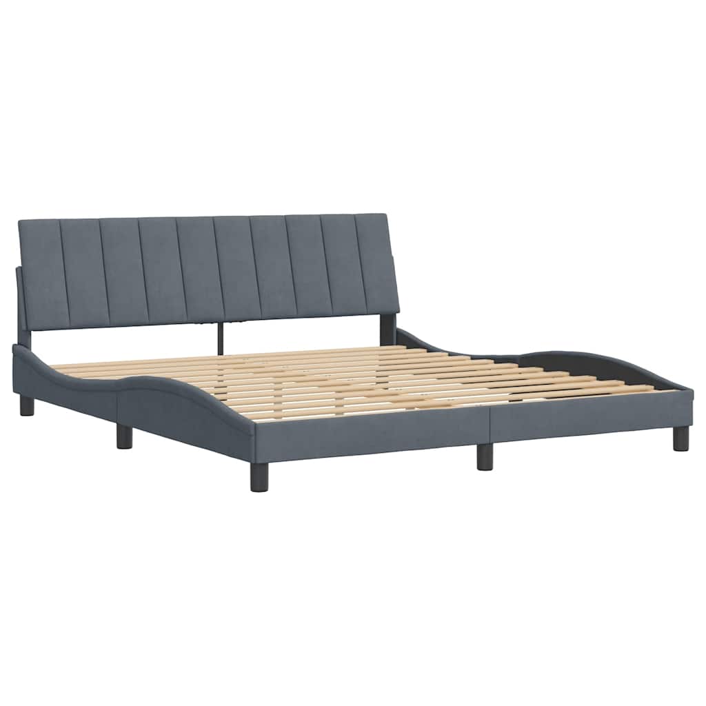 Bed Frame without Mattress "Hanko" Dark Grey 180x200 cm King Velvet