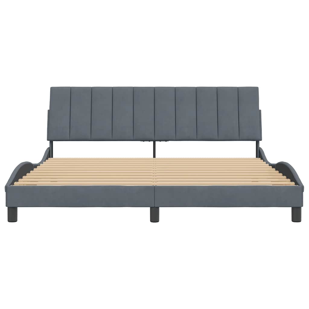 Bed Frame without Mattress "Hanko" Dark Grey 180x200 cm King Velvet