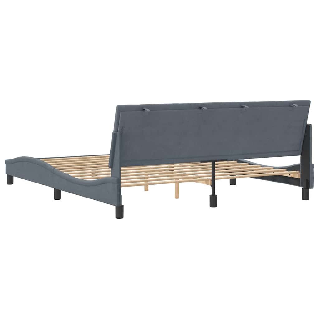 Bed Frame without Mattress "Hanko" Dark Grey 180x200 cm King Velvet