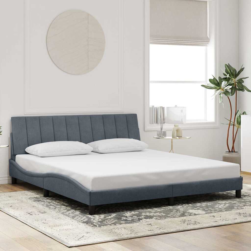 Bed Frame without Mattress "Hanko" Dark Grey 180x200 cm King Velvet