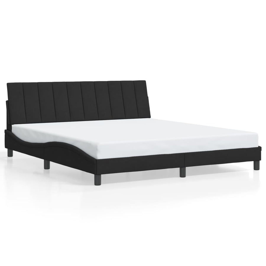 Bed Frame without Mattress "Hanko" Black 180x200 cm King Velvet
