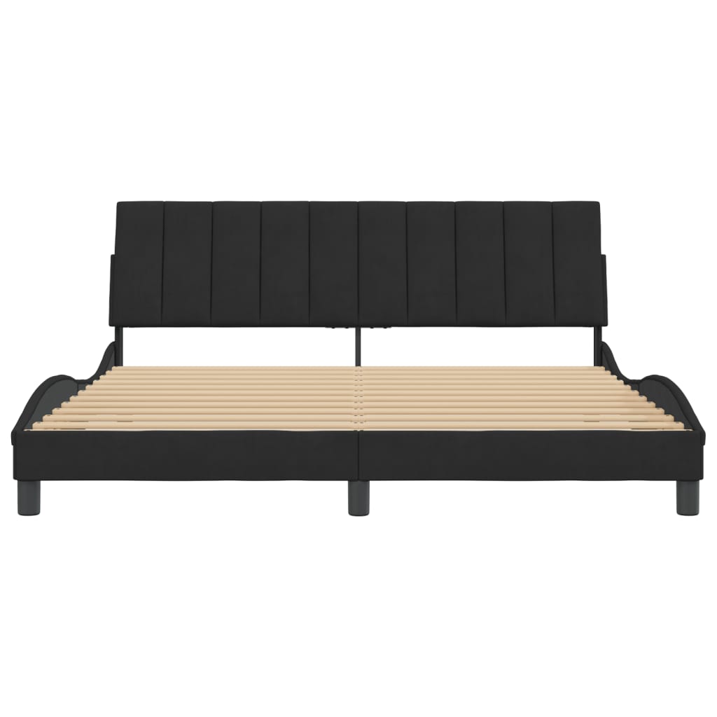 Bed Frame without Mattress "Hanko" Black 180x200 cm King Velvet