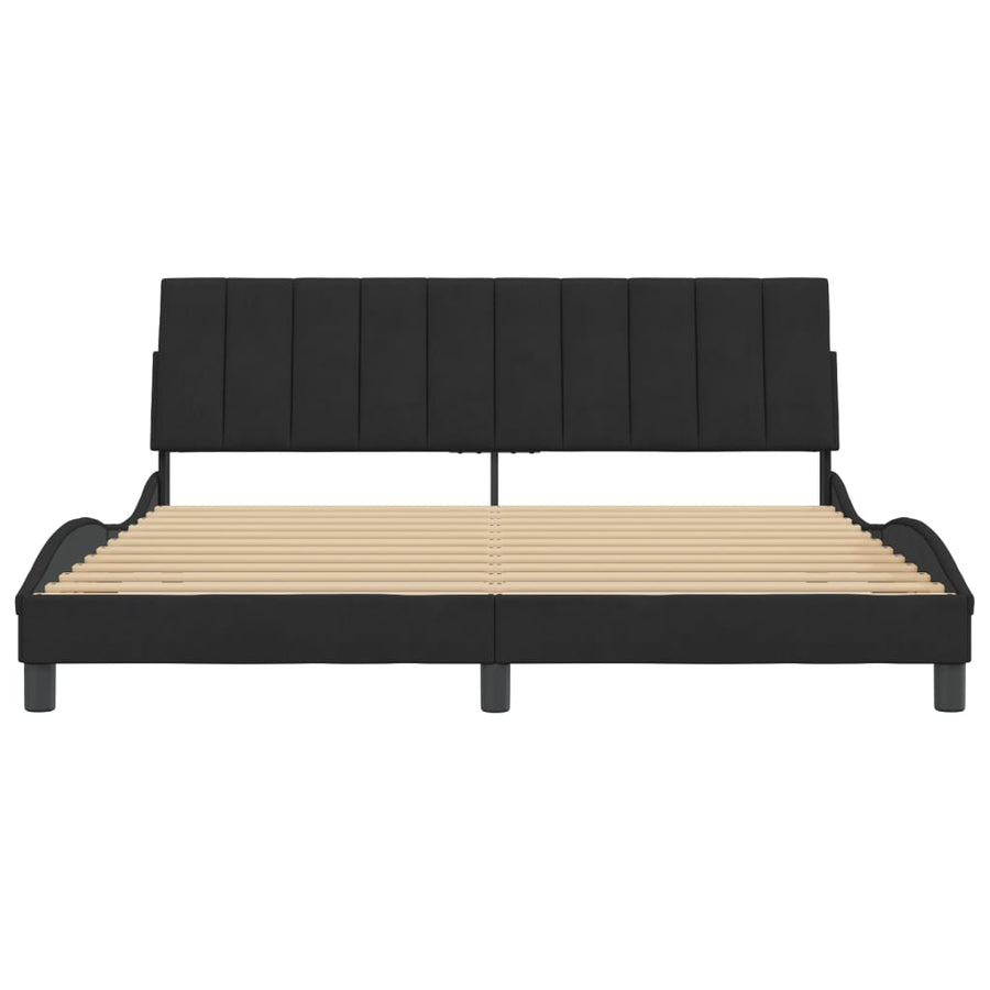 Bed Frame without Mattress "Hanko" Black 180x200 cm King Velvet