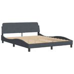 Bed Frame without Mattress "Hanko" Dark Grey 152x203 cm Queen Velvet