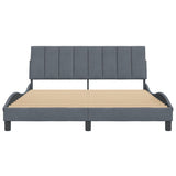Bed Frame without Mattress "Hanko" Dark Grey 152x203 cm Queen Velvet