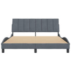 Bed Frame without Mattress "Hanko" Dark Grey 152x203 cm Queen Velvet