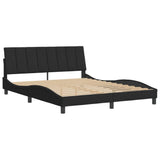 Bed Frame without Mattress "Hanko" Black 152x203 cm Queen Velvet