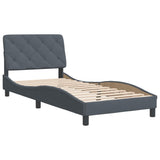 Bed Frame without Mattress Dark Grey 90x190 cm Velvet - Side View