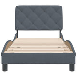 Bed Frame without Mattress Dark Grey 90x190 cm Velvet - 45-Degree Angle