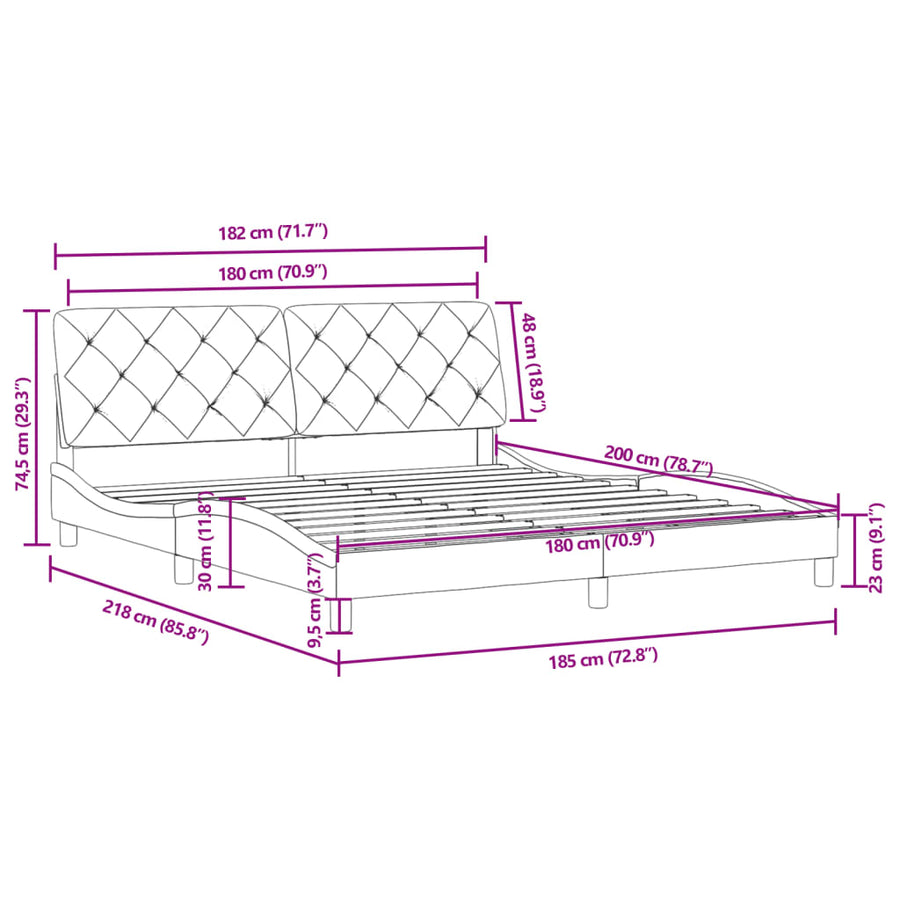 Bed Frame without Mattress Black 180x200 cm Velvet