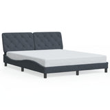 Bed Frame without Mattress Dark Grey 152x203 cm Queen Velvet - Front View