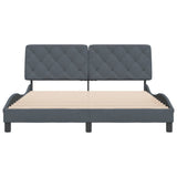 Bed Frame without Mattress Dark Grey 152x203 cm Queen Velvet - 45-Degree Angle