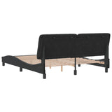 Bed Frame without Mattress Black 152x203 cm Queen Velvet - Close-Up Angle