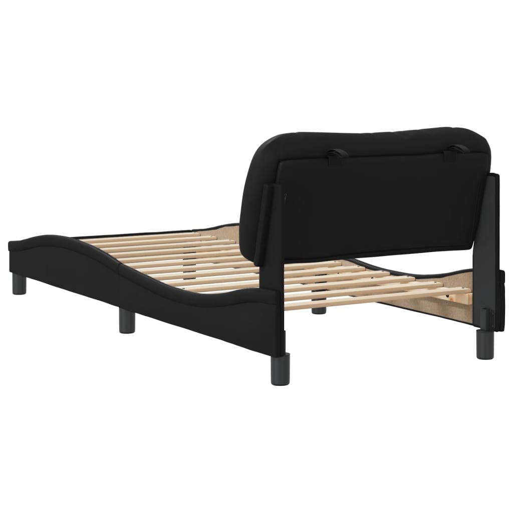 Bed Frame without Mattress "Hvar" Black 90x190 cm Faux Leather