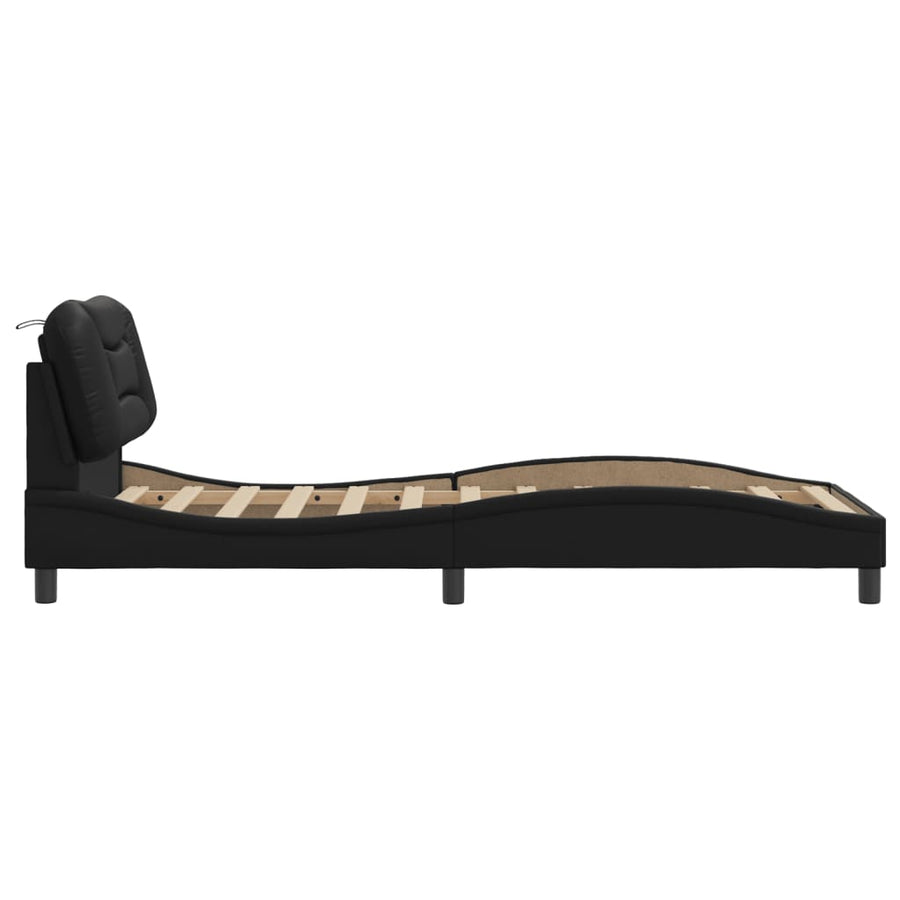 Bed Frame without Mattress "Hvar" Black 90x190 cm Faux Leather