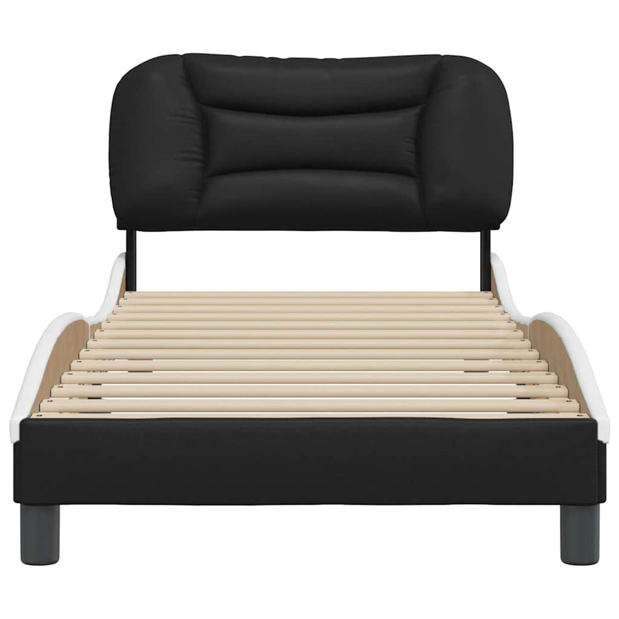 Bed Frame without Mattress "Hvar" Black and White 90x190 cm
