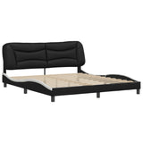 Bed Frame without Mattress "Hvar" Black and White 180x200 cm King Faux Leather