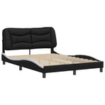 Bed Frame without Mattress "Hvar" Black and White 137x190 cm Double Faux Leather