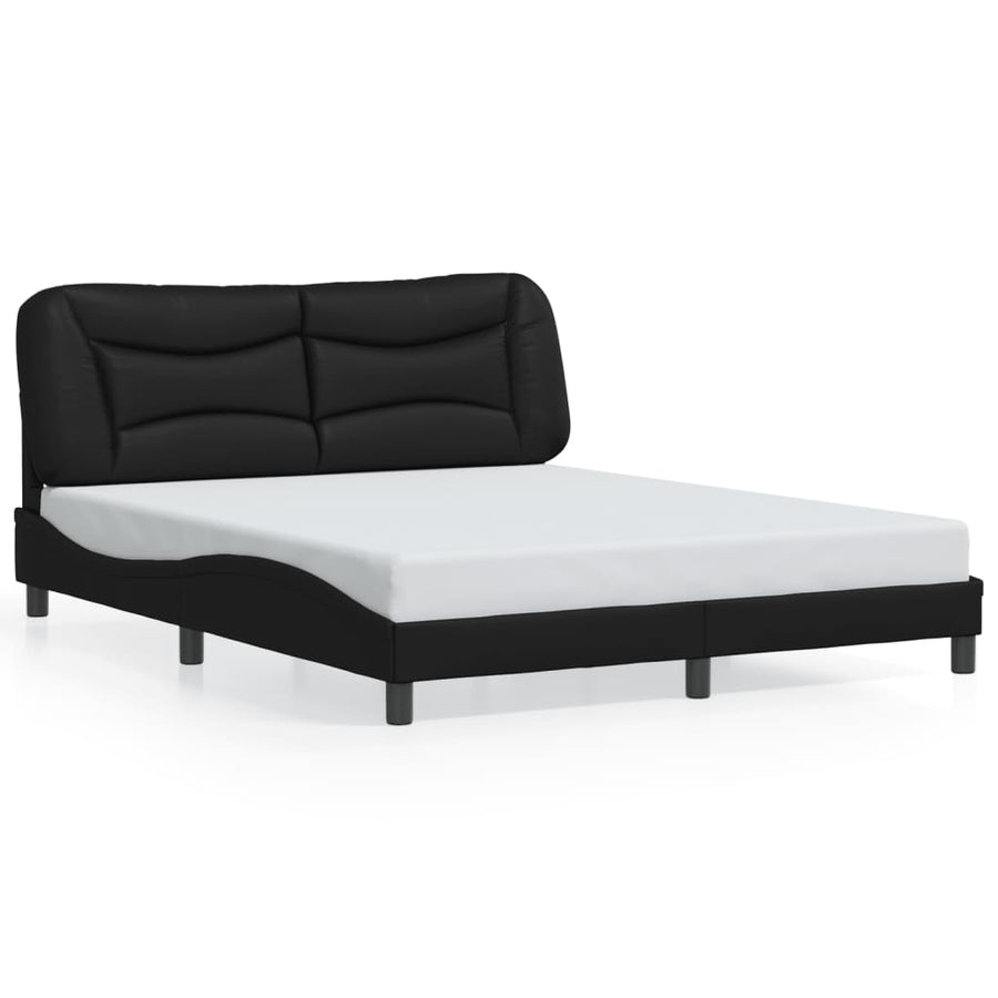 Bed Frame without Mattress "Hvar" Black 152x203 cm Queen Faux Leather