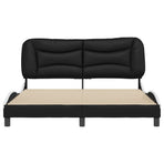 Bed Frame without Mattress "Hvar" Black and White 152x203 cm Queen Faux Leather