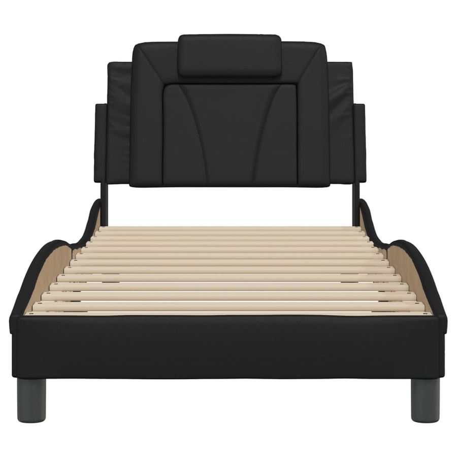 Bed Frame "Viana" without Mattress Black 90x190 cm Faux Leather