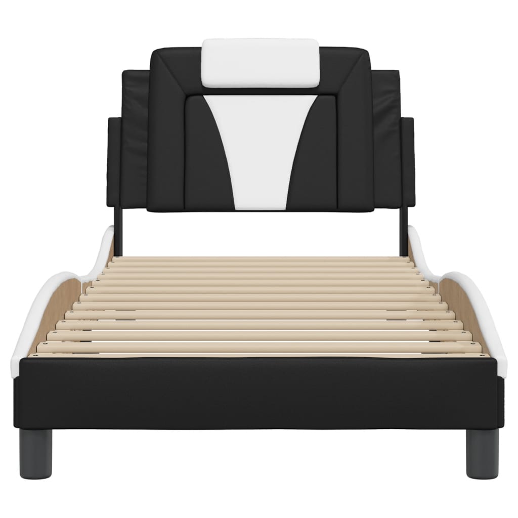 Bed Frame "Viana" without Mattress Black and White 90x190 cm Faux Leather