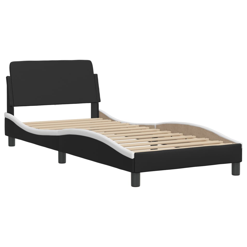 Bed Frame "Viana" without Mattress Black and White 90x190 cm Faux Leather
