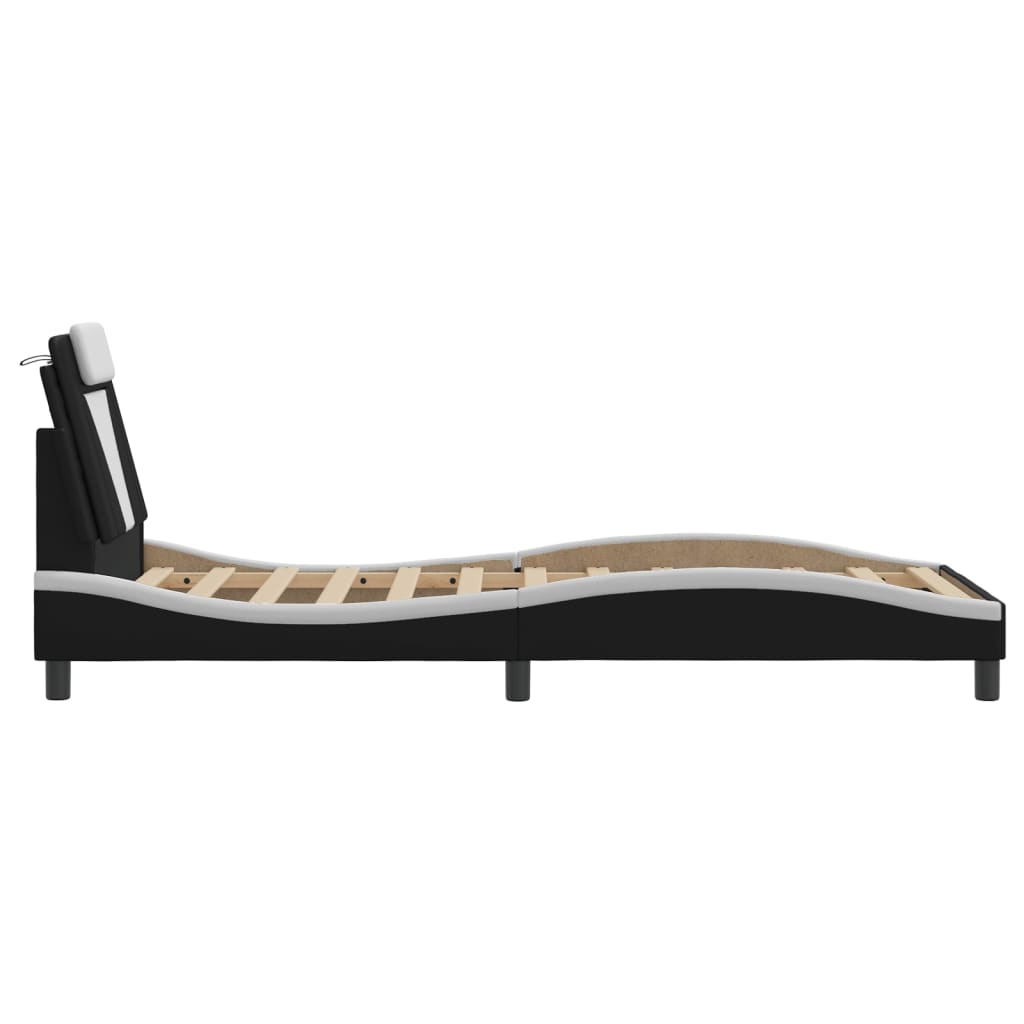 Bed Frame "Viana" without Mattress Black and White 90x190 cm Faux Leather