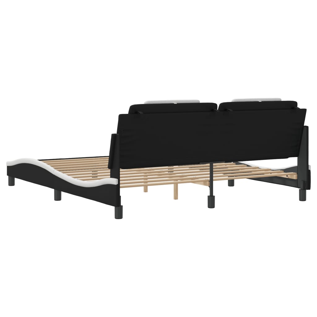 Bed Frame "Viana" without Mattress Black and White 180x200 cm King Faux Leather