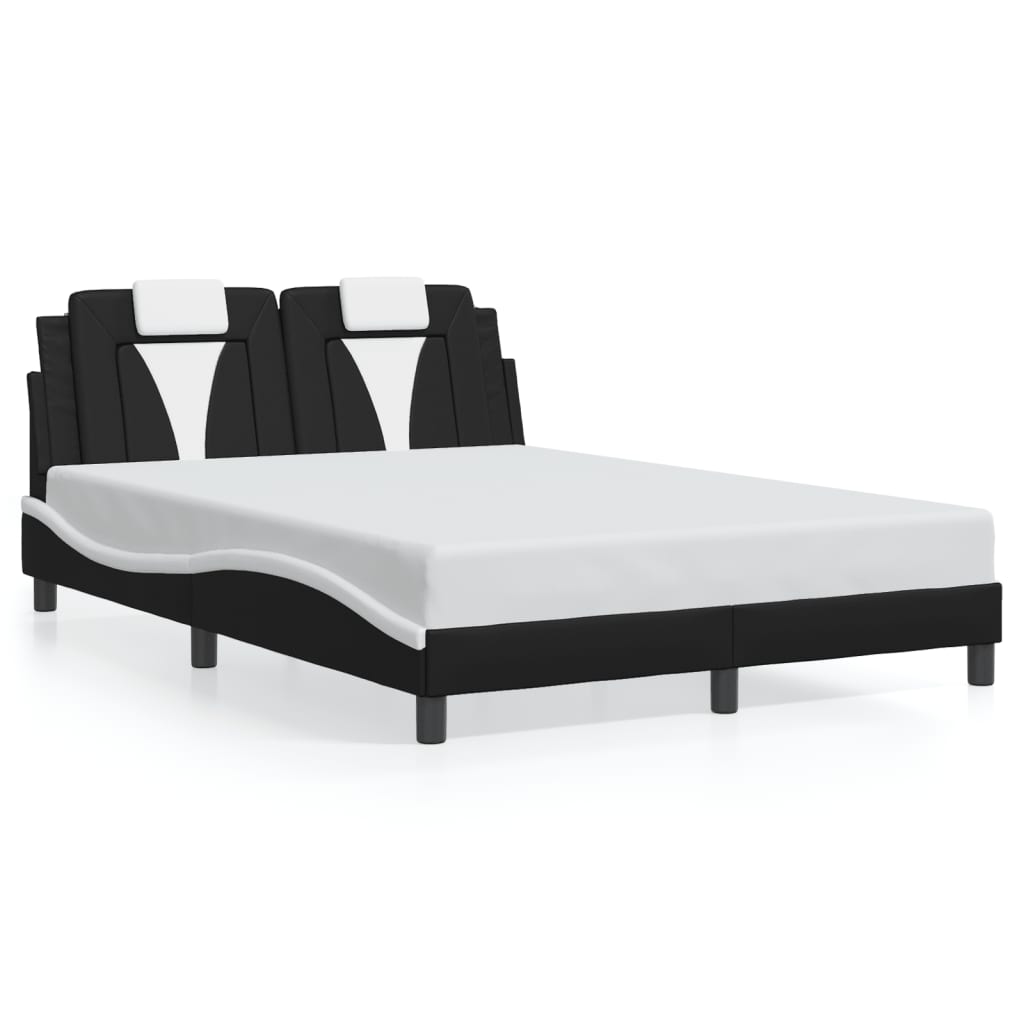 Bed Frame "Viana" without Mattress Black and White 137x190 cm Double Faux Leather