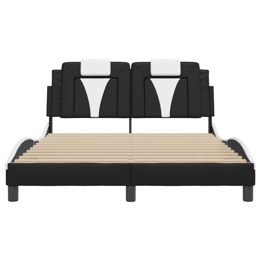 Bed Frame "Viana" without Mattress Black and White 137x190 cm Double Faux Leather