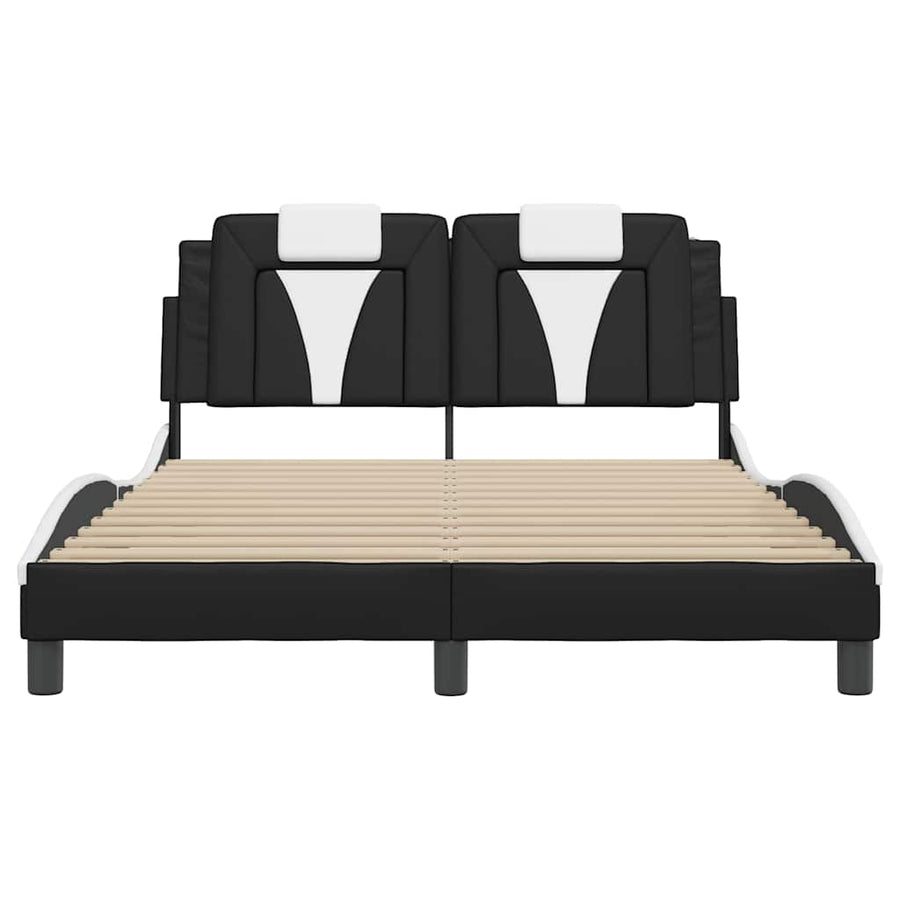 Bed Frame "Viana" without Mattress Black and White 137x190 cm Double Faux Leather