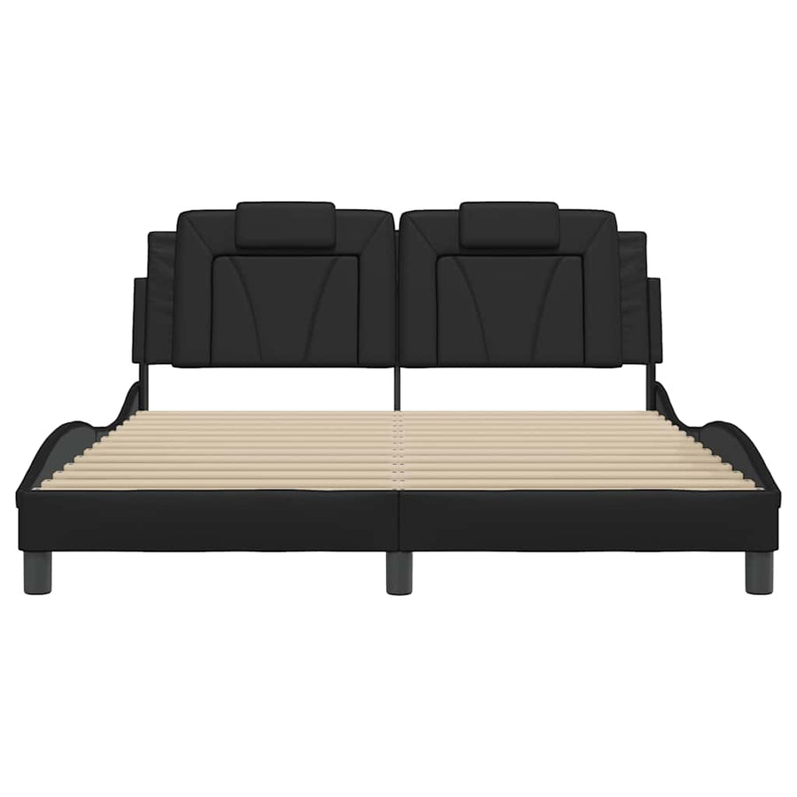 Bed Frame "Viana" without Mattress Black 152x203 cm Queen Faux Leather