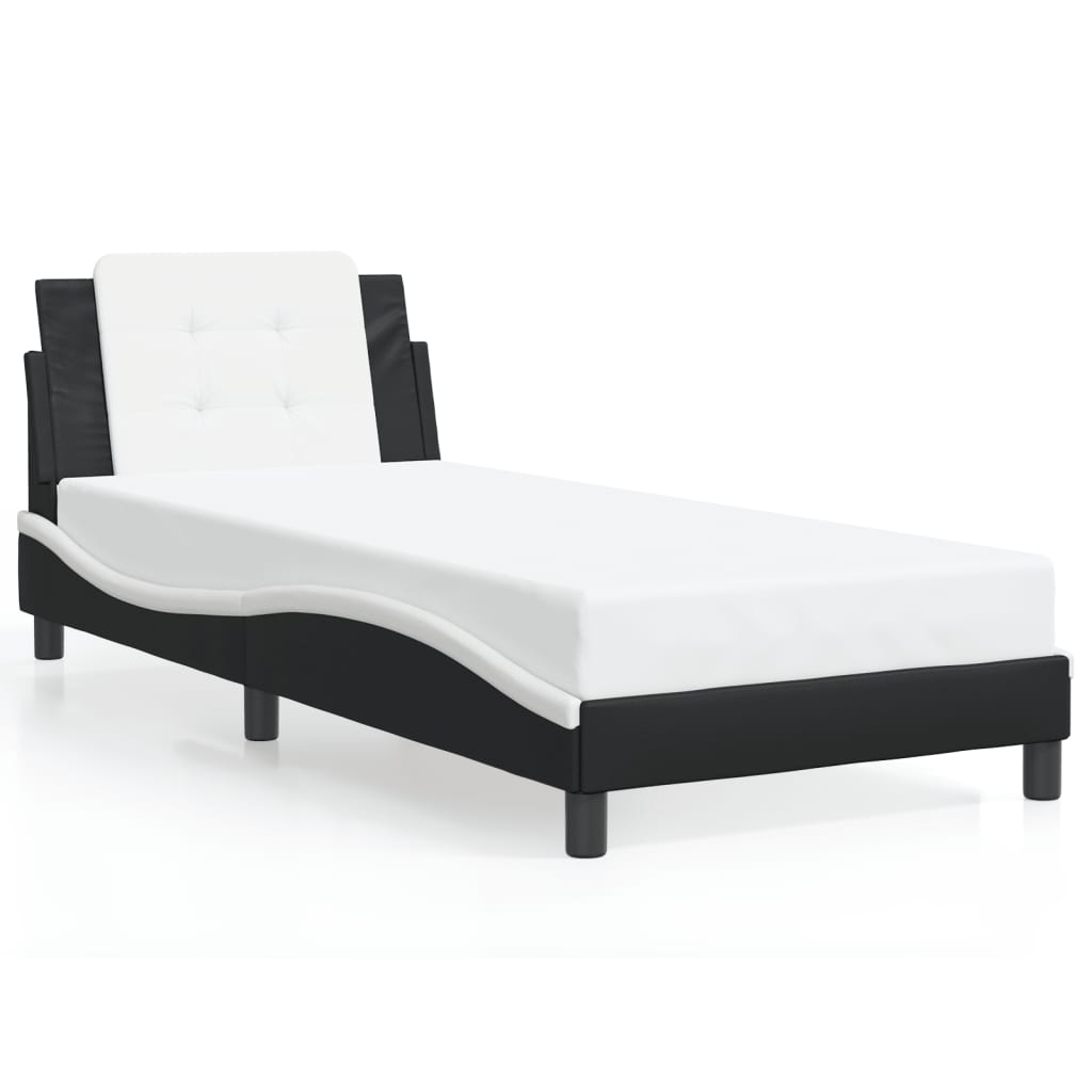 Bed Frame without Mattress "Zadar" Black and White 90x190 cm Faux Leather