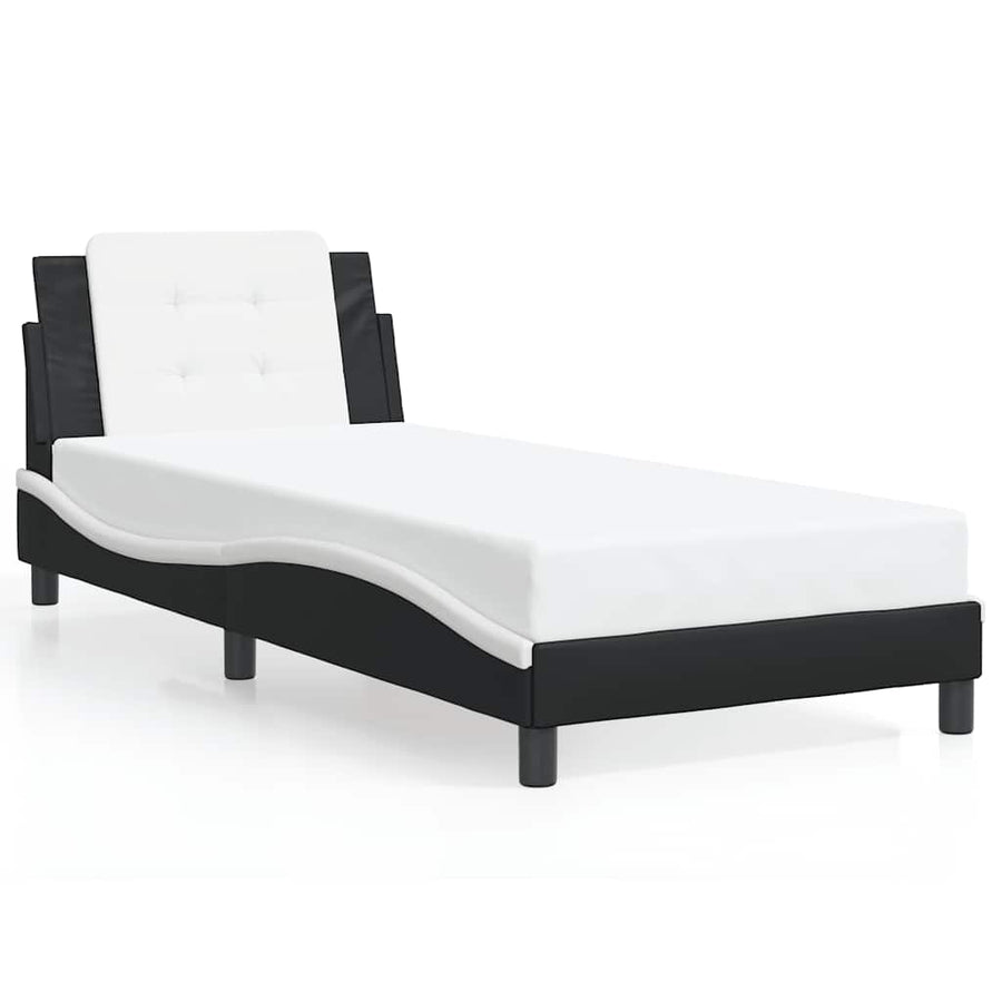 Bed Frame without Mattress "Zadar" Black and White 90x190 cm