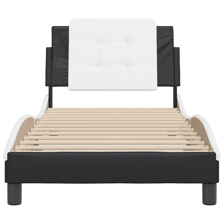 Bed Frame without Mattress "Zadar" Black and White 90x190 cm