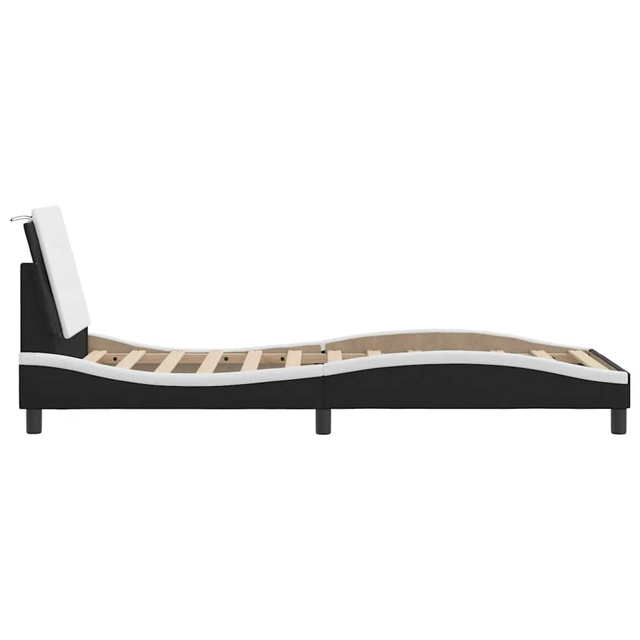 Bed Frame without Mattress "Zadar" Black and White 90x190 cm