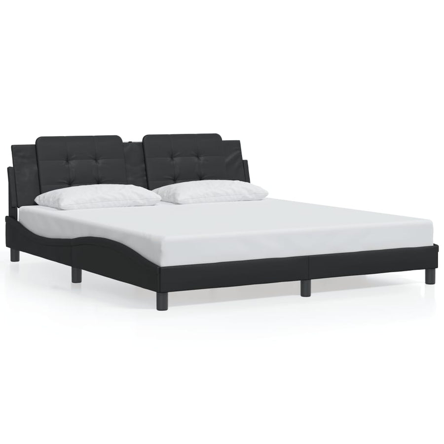 Bed Frame without Mattress "Zadar" Black 180x200cm Faux Leather