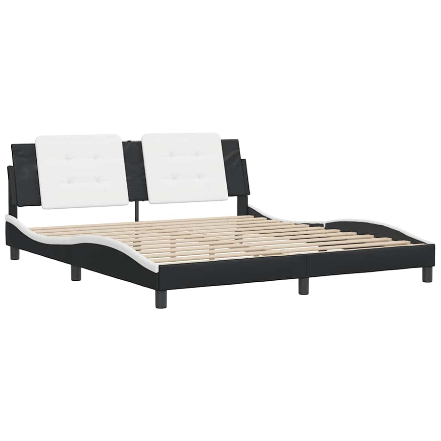 Bed Frame without Mattress "Zadar" Black and White 180x200 cm