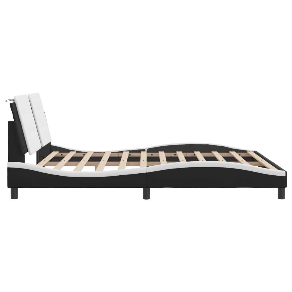 Bed Frame without Mattress "Zadar" Black and White 180x200 cm King Faux Leather