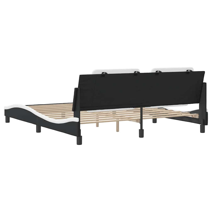 Bed Frame without Mattress "Zadar" Black and White 180x200 cm