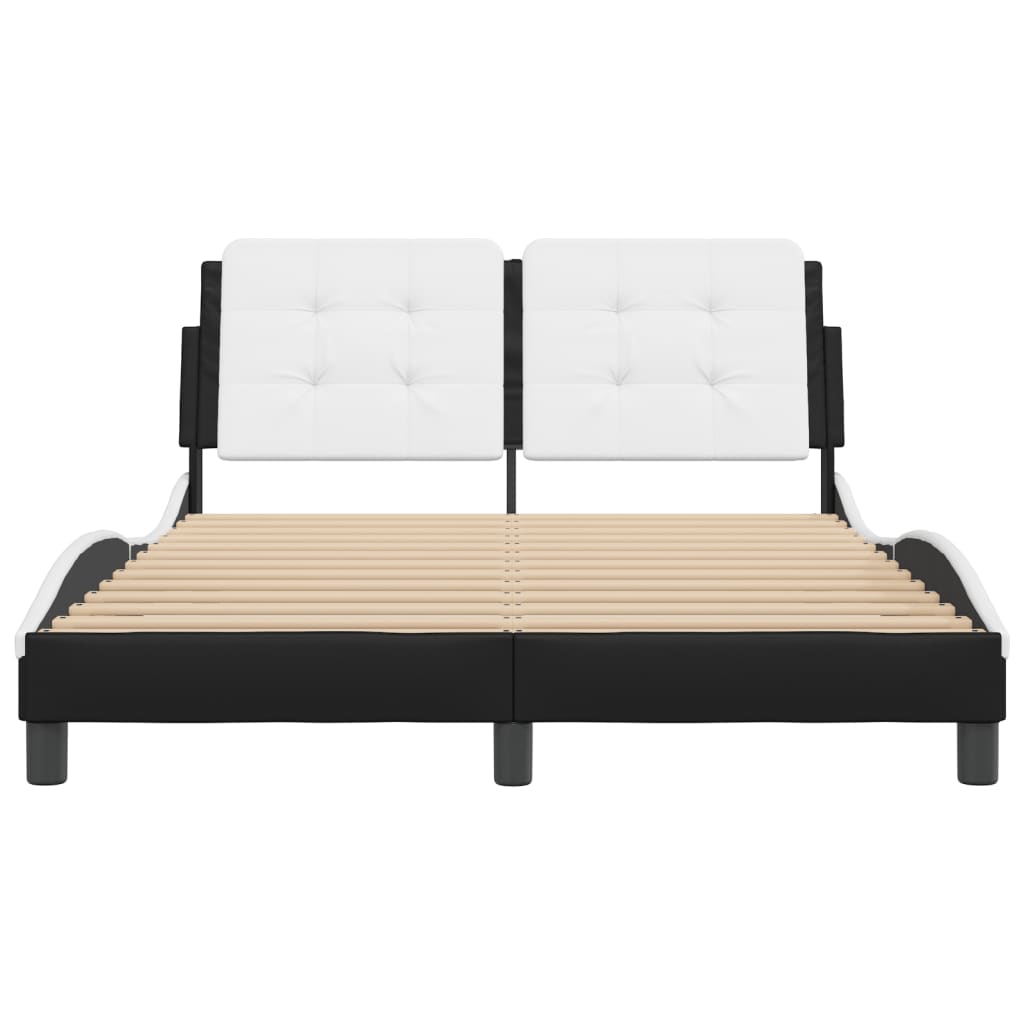 Bed Frame without Mattress "Zadar" Black and White 137x190 cm Double Faux Leather