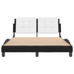 Bed Frame without Mattress "Zadar" Black and White 137x190 cm Double Faux Leather