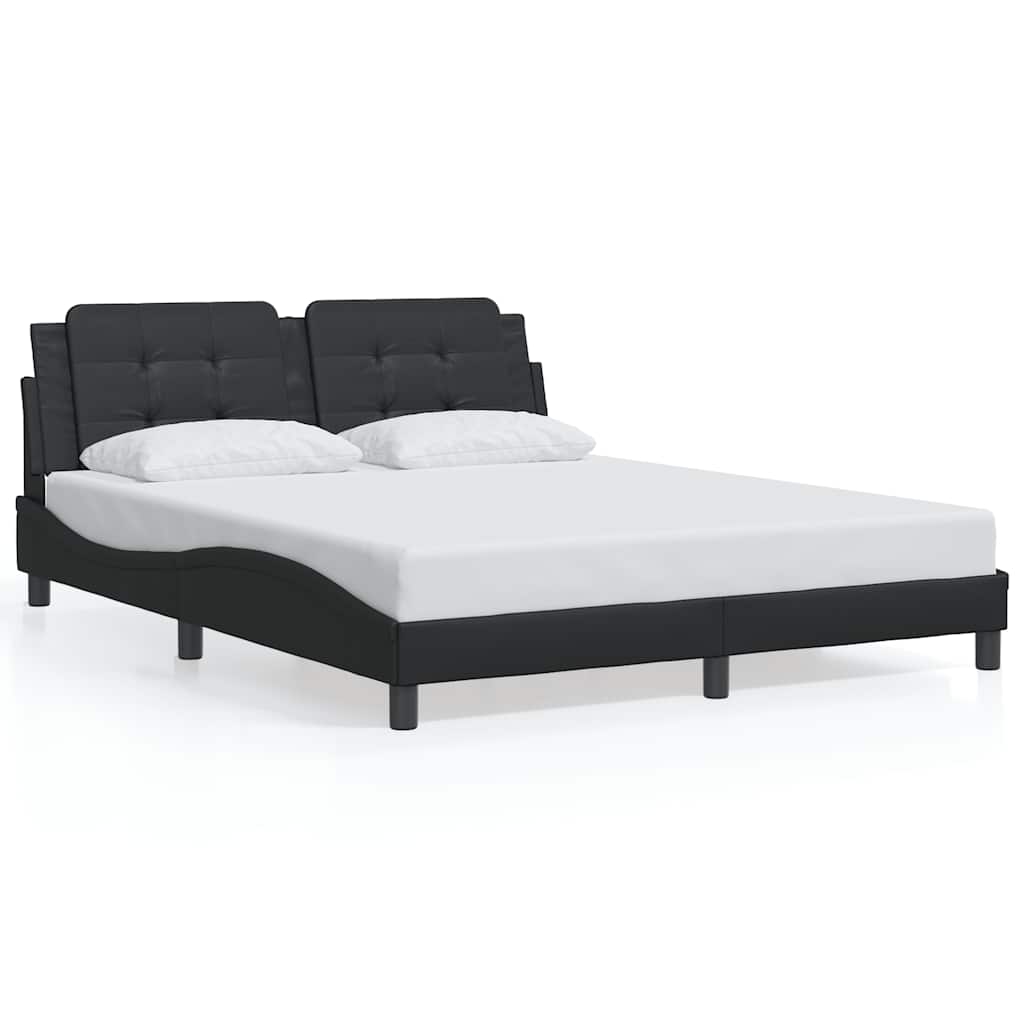 Bed Frame without Mattress "Zadar" Black 152x203 cm Queen Faux Leather